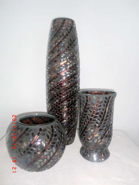 【出口歐美精美手工制作馬賽克貼片工藝花瓶】價(jià)格,廠家,圖片,玻璃工藝品,淄博易通輕工制品-